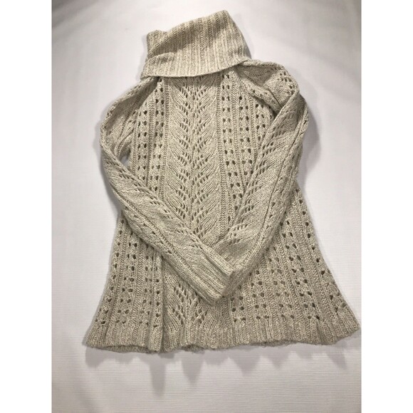 Anthropologie Sleeping on Snow Sweater Womens Small Cream Linen Wool Open Knit - Picture 4 of 10
